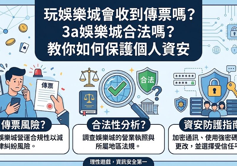 在台灣遊玩娛樂城是否會收到傳票是許多玩家擔心的問題，根據刑法第266條修正案，線上博弈已明確納入處罰範圍，若平台遭到查緝，玩家確實有機率因留下交易紀錄而收到警方傳票。針對 3a 娛樂城是否合法，由於台灣現行法律僅認可經政府許可的博弈活動，多數線上平台在國內仍處於法律灰色地帶甚至違法風險中。為了保護個人資安，玩家應避免在不明網站留下真實銀行資訊，並善用虛擬貨幣或加密支付工具來降低金流外洩的風險，同時定期更換登入密碼並認明官方防偽入口。深入了解法律風險與資安防護，能幫助您在參與娛樂活動時，避開潛在的法律糾紛與個人資料遭非法盜用的危機，確保資產與隱私安全無虞。